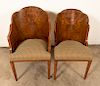 Two, Burled Walnut Continental Chairs