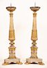 Pair, Patinated & Parcel Gilt Candle Prickets