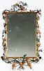 Floral Iron Polychromed Wall Hanging Mirror