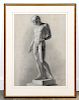 Late 19th C. Charcoal Drawing, Classical Sculpture