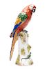 Porcelain Figure of Perched Parrot, Marked