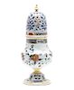 Faience Floral Motif Lidded Shaker, Marked