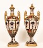 Pair of Derby Style Imari Porcelain Lidded Urns