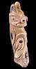 Tlingit Bear Carved Whale Bone & Abalone Totem