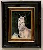 Faure, Fils De Crin Blanc, Limoge Enameled Horse Portrait Plaque