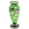 Green Vase with Sterling Silver Flower Overlay