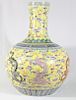 Yellow Porcelain Oriental Dragon Gourd Vase