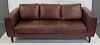 Vintage Leather Upholstered Italian Sofa.