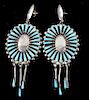 Navajo Sterling Silver & Turquoise Floral Earrings