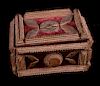 Early American Folk Wooden Tramp Art Velvet Box