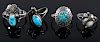 Collection of Turquoise and Sterling Silver Rings