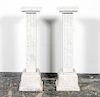 Pair, Carrera Marble Square Column Pedestals