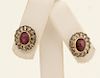 PR. OF 18K DIA. AND CABOCHON RUBY EARRINGS