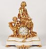 FRENCH DORE BRONZE AND MARBLE CLOCK