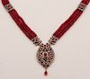 18K DIAMOND AND RUBY BEADED NECKLACE