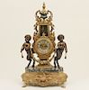 FRENCH STYLE GILT METAL AND BLACK MARBLE CLOCK
