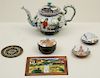 6 PIECE MISC LOT OF FAIENCE AND ENAMEL