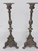 PR. OF SILVER ON METAL CATHEDRAL CANDLESTICKS
