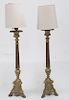 PR. OF REGENCY STYLE CATHEDRAL CANDLESTICKS AS LAMPS