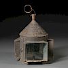 Pierced Tin and Glass Candle Lantern