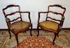 PR. OF LOUIS XV STYLE CARVED WALNUT FAUTEUILS