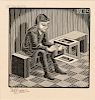 M.C. Escher (Dutch 1898-1972)  Man with Cuboid
