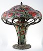 Leaded Glass Zinnia Lamp in the Manner of Tiffany
