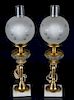 Brass, Glass & Marble Base Lamps