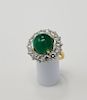 18K Gold Cabochon Emerald & Diamond Ring