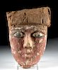 Egyptian Late Dynastic Cedar & Gesso Sarcophagus Mask