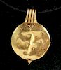 Greek Hellenistic 18K Gold Circular Pendant, 2.6 g