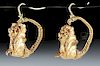 Greek Hellenistic Gold Earrings w/ Griffins, 9.4 g