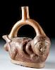 Moche Terracotta Stirrup Vessel - Woman Giving Birth