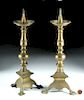 Early 19th C. French Brass Pricket Candlesticks (pr)