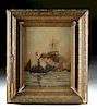 Signed 19th C. William Martin Naval Battle Painting