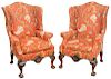 Pair Chippendale Style Mahogany Easy Chairs