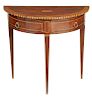 Neoclassical Inlaid Mahogany Demilune Table