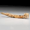 *Eskimo Carved Walrus Ivory Figural Pipe 