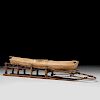Eskimo Model Wooden Sled with Sealskin Kayak 