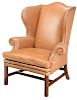 Chippendale Style Leather Upholstered Easy Chair