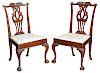 Pair George III Carved Mahogany Side Chairs