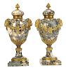 Pair Napoleon III Style Marble and Bronze Urns