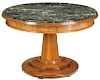 Neoclassical Walnut Marble Top Center Table