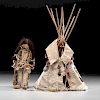 Plains Model Hide Tipi with Beaded Hide Doll 