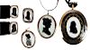 Six Gold Antique Silhouette Mourning Pieces