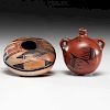 Nampeyo of Hano (Hopi, 1860-1942) Attributed and Annie Healing Nampeyo (Hopi, 1884-1968) Polychrome Pottery Seed Jar and Canteen 