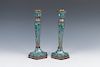 PAIR OF CLOISONNE CANDLESTICKS, LATE QING DYNASTY
