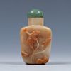 AGATE STONE LOTUS  CARVED SNUFF BOTTLE, QING