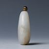 WHITE JADE PEBBLE FORM SNUFF BOTTLE, QING