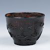 CARVED COCONUT WHINE CUP, LATE MING